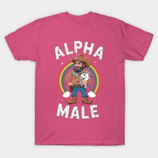 Alpha Male Funny Unicorn Rainbow Gift Fathers Day Gay Man LGBT Pride Cowboy T-Shirt